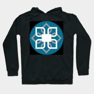 Geode Blockchain Mandala Logo Teal On Black Hoodie